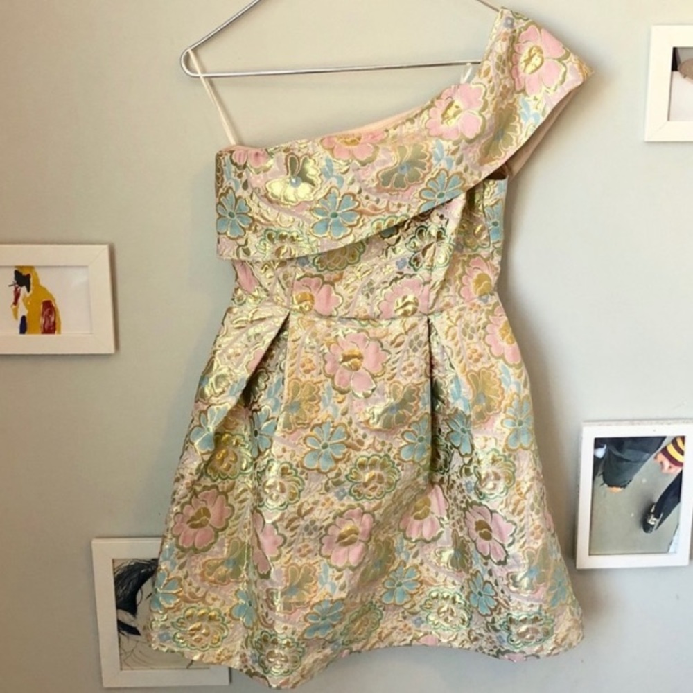 Topshop One Shoulder Jacquard Dress